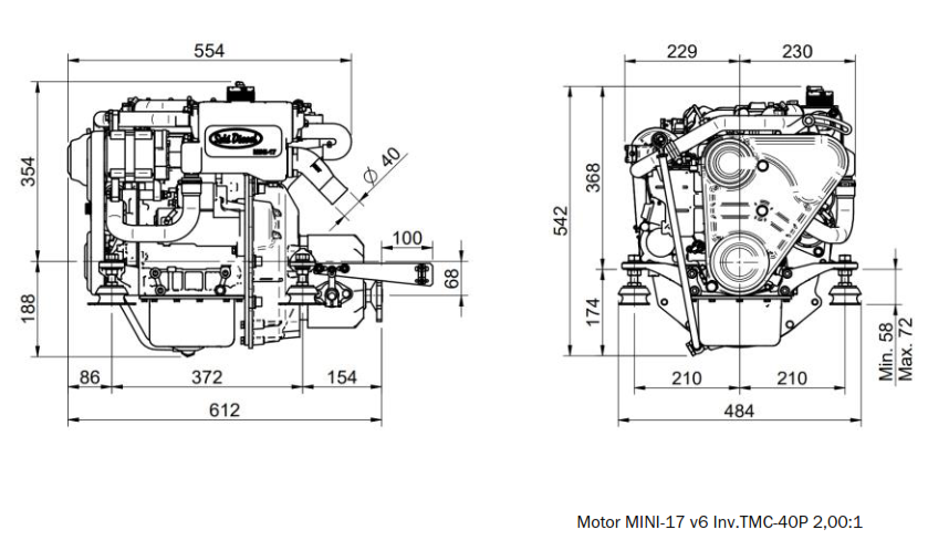 Motor MINI-17 v6 Inv.TMC-40P 2,00:1